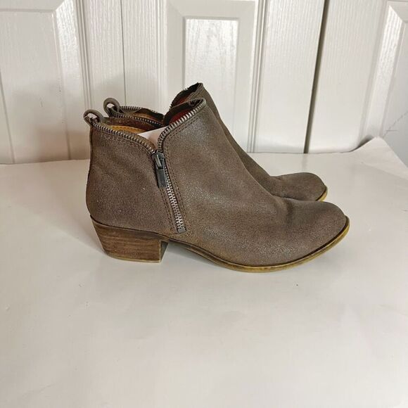 Lucky Brand Zipper Nubuck Leather Ankle Cowboy Western Bootie Boots - Picture 5 of 12